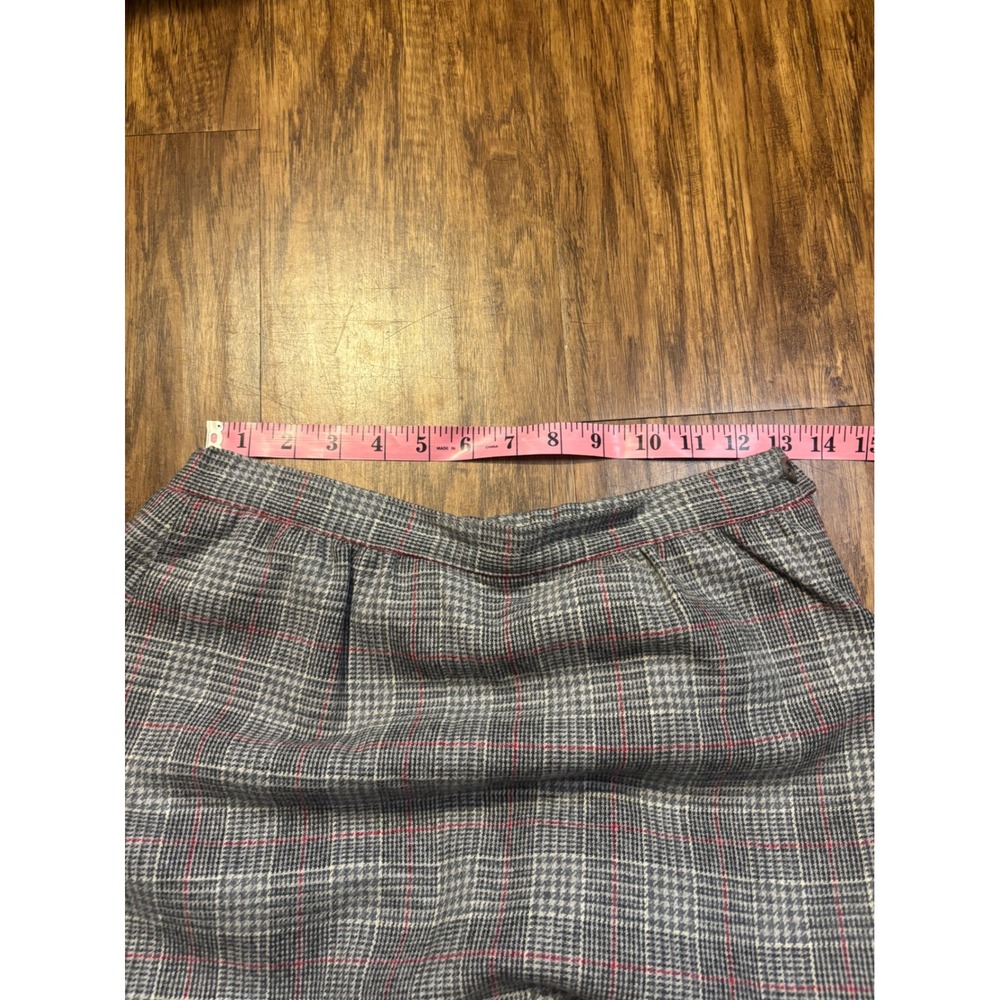 Vintage Pendleton Pet Grey Plaid Wool Midi Skirt Size 26" 80s Academia Heritage - Picture 3 of 11